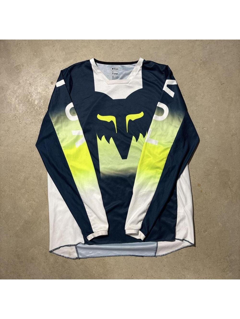 Vintage Y2K Fox Racing 180 Motocross Jersey Navy Neon Yellow Mens XL Dirt Bike